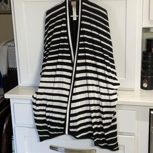 Chico's Black and White Striped Cardigan